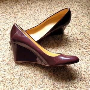 J Crew 8.5 plum wedge heel shoe